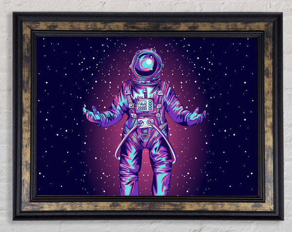 Spaceman Star Purple Framed Print