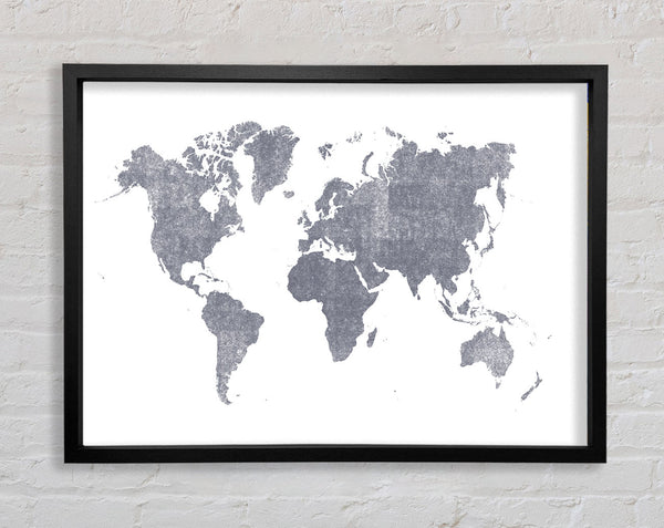 The World Map Of In Grey Framed Print