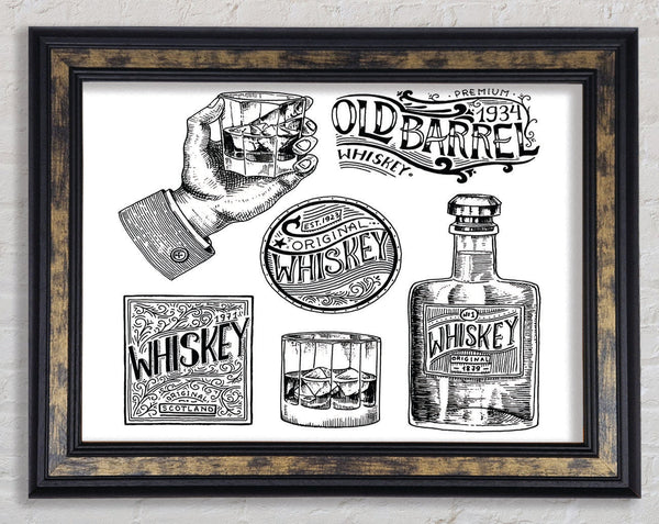 Old Whiskey Bottles Framed Print