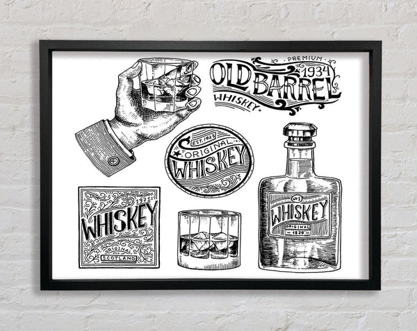Old Whiskey Bottles Framed Print