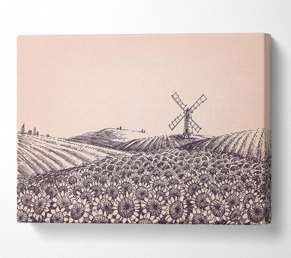  A Canvas Print of Sunflower Windmill Canvas Art
