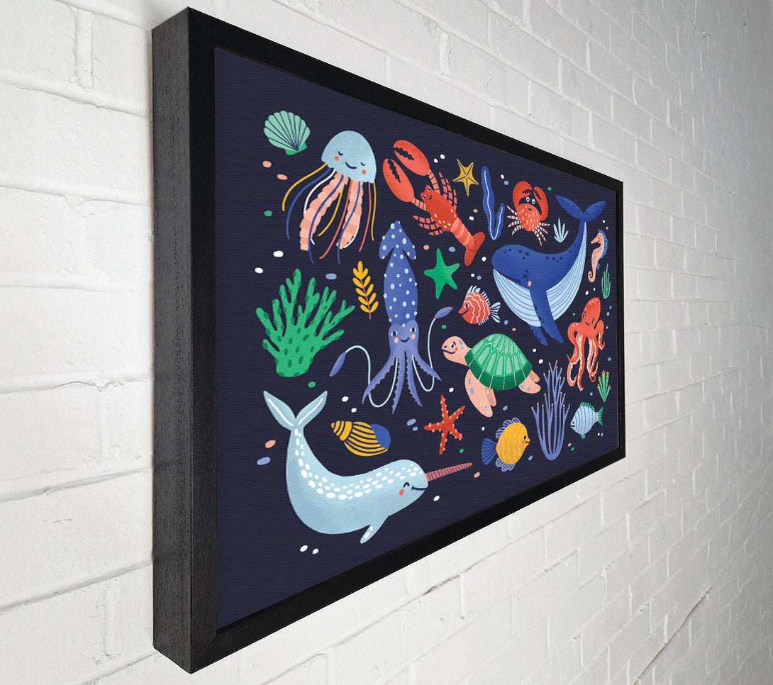  A Canvas Print of Creatures Of The Sea Childrens Canvas Print