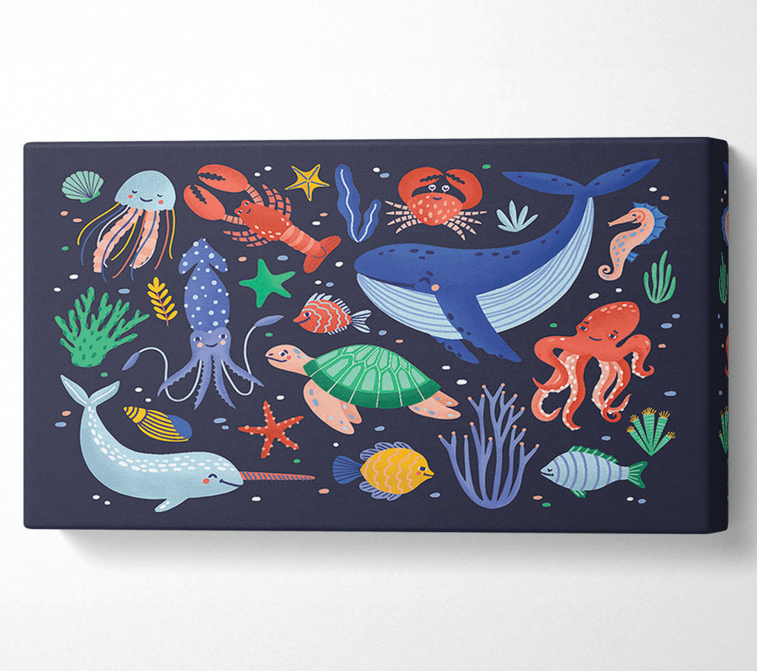  A Canvas Print of Creatures Of The Sea Childrens Canvas Print
