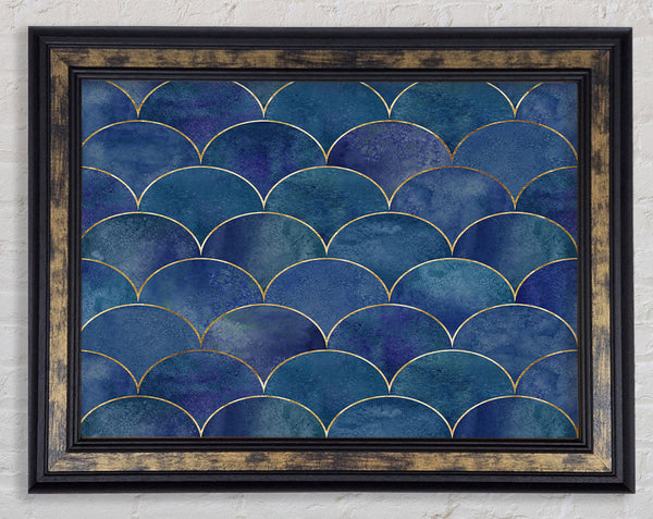 Half Circle Blue Pattern Framed Print