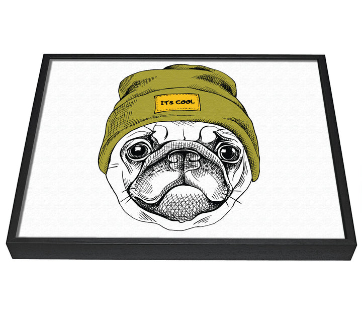A picture of a Pug Life Beanie framed canvas print sold by Wallart-Direct.co.uk