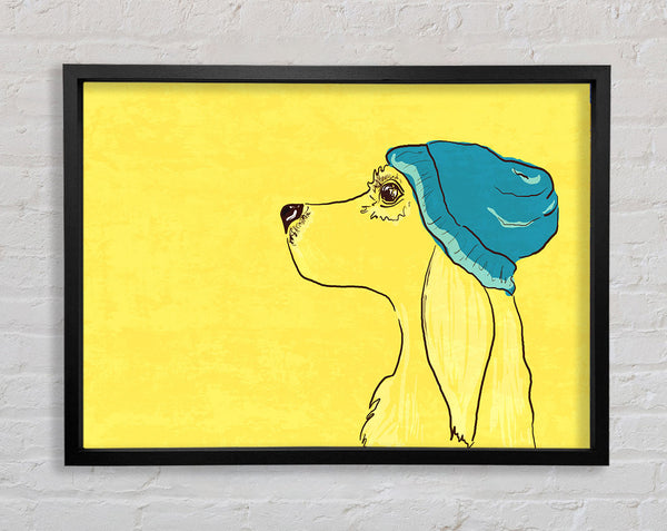 Gelber Hund mit blauem Hut