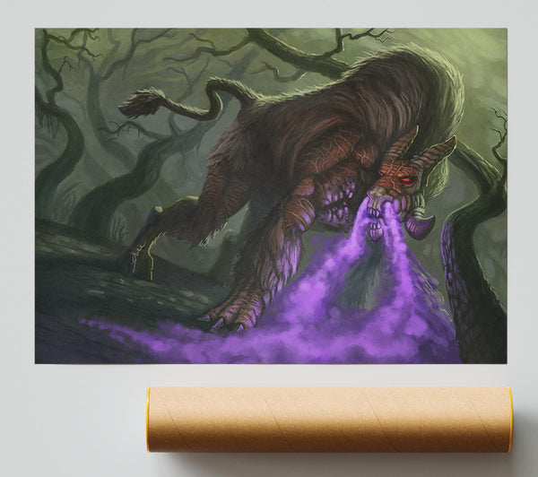 Purple Smoke Breathing Creature Poster