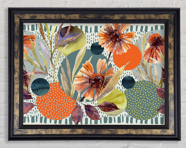 Cut Out Flowers On Abstract Framed Print