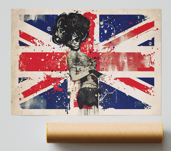 Union Jack Woman Side Poster