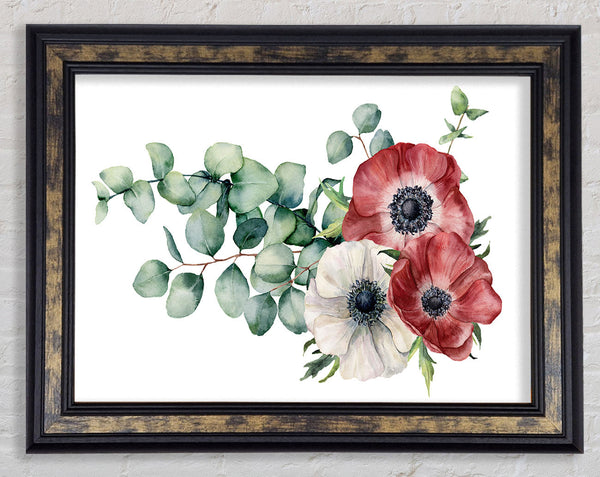 Green Leafed Flower Trio Framed Print