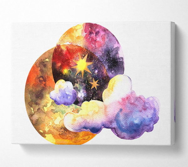  A Canvas Print of Two Moons And Cloud Canvas Print
