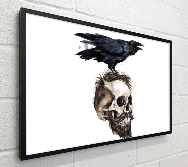 Crow On The Head Of A Skull