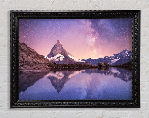 Mountains On The River Reflections Star Framed Print