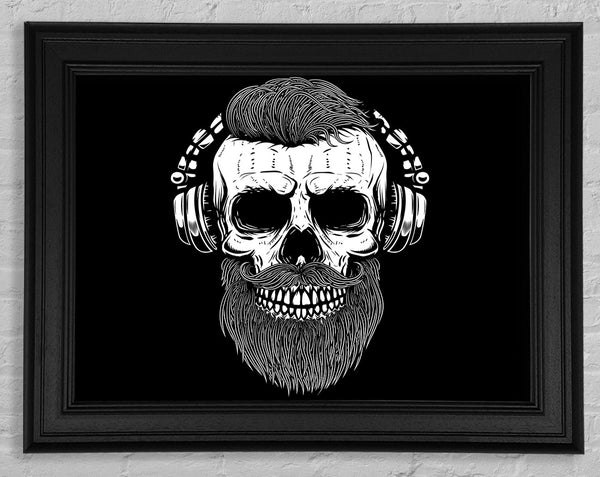 Dj Headphones Skull Beard Framed Print