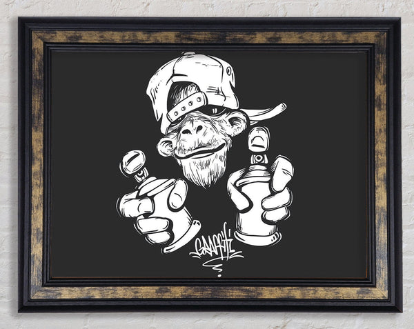 Spray Can Monkey Framed Print
