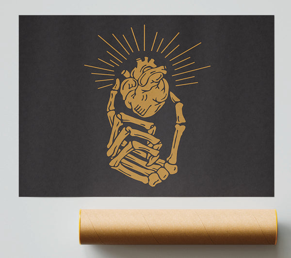 Skeleton Hand On Heart Poster