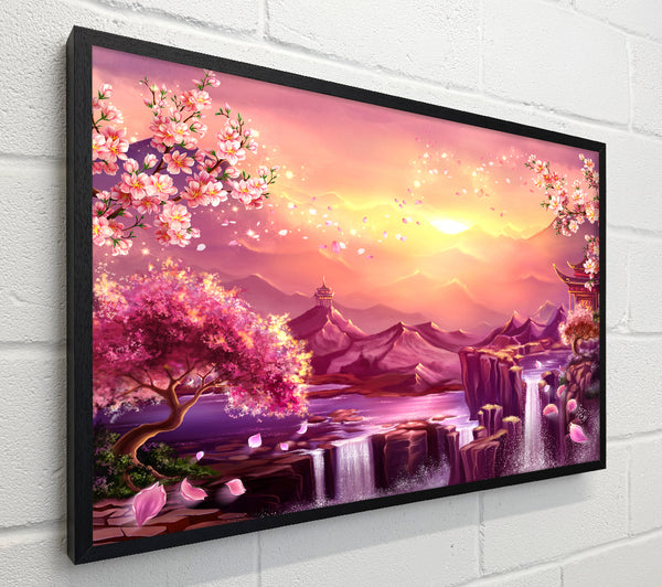 Beautiful Pink Blossom Waterfall