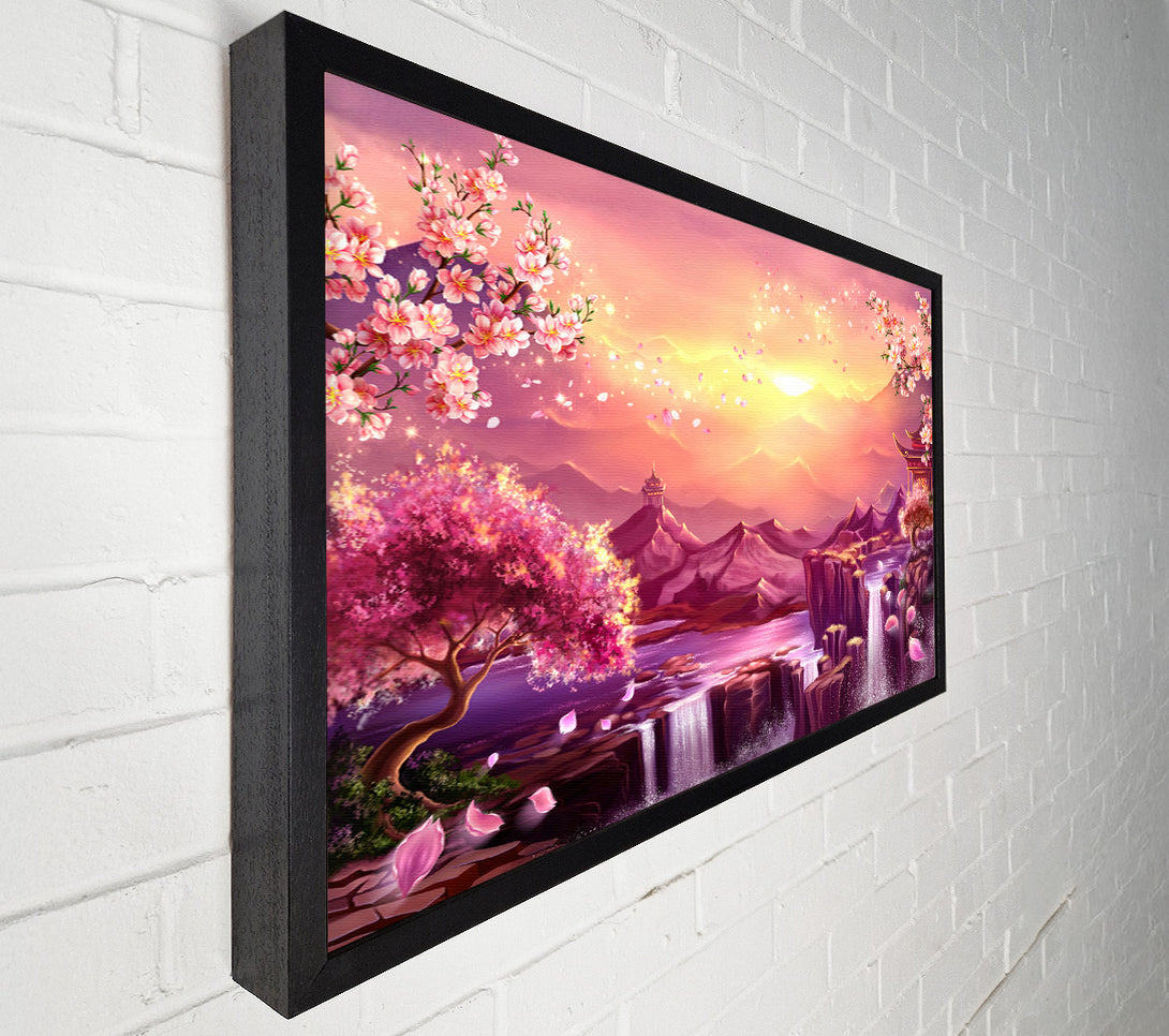  A Canvas Print of Beautiful Pink Blossom Waterfall Canvas Art
