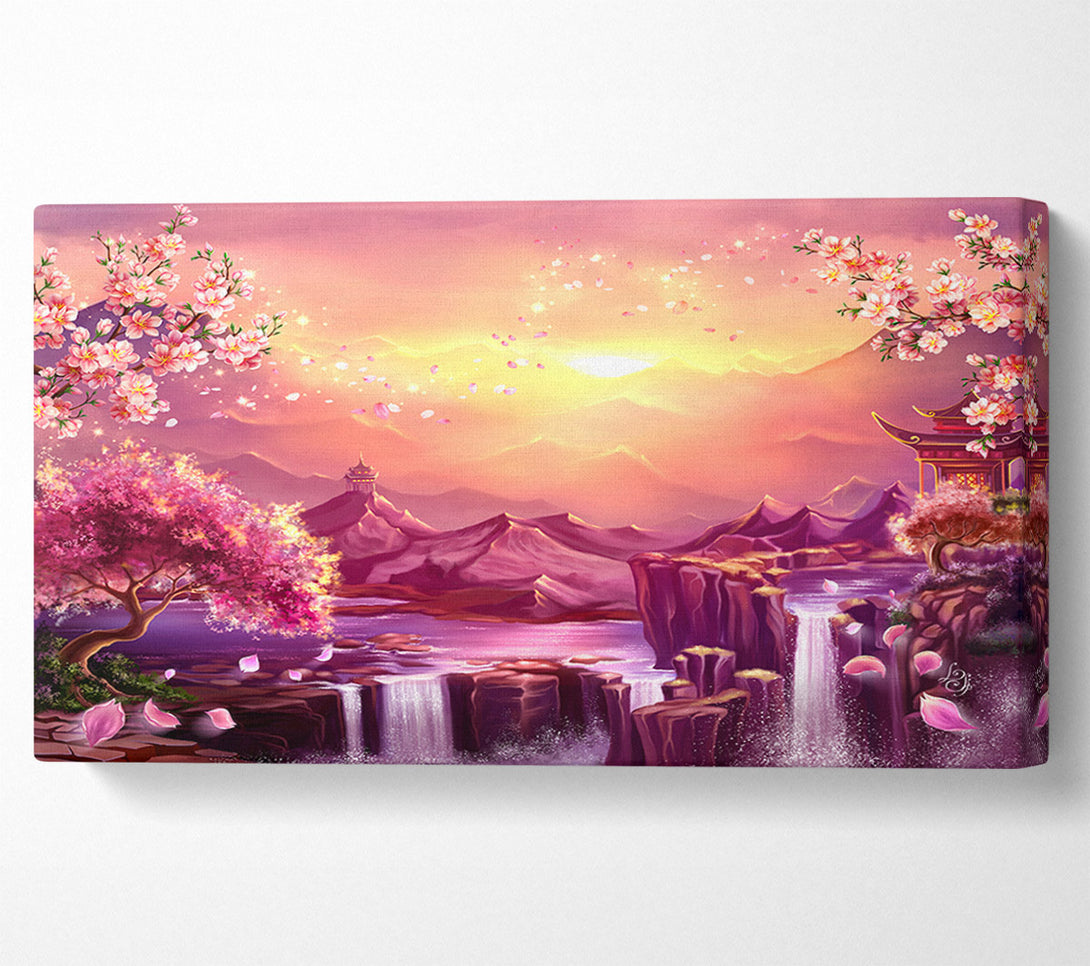  A Canvas Print of Beautiful Pink Blossom Waterfall Canvas Art