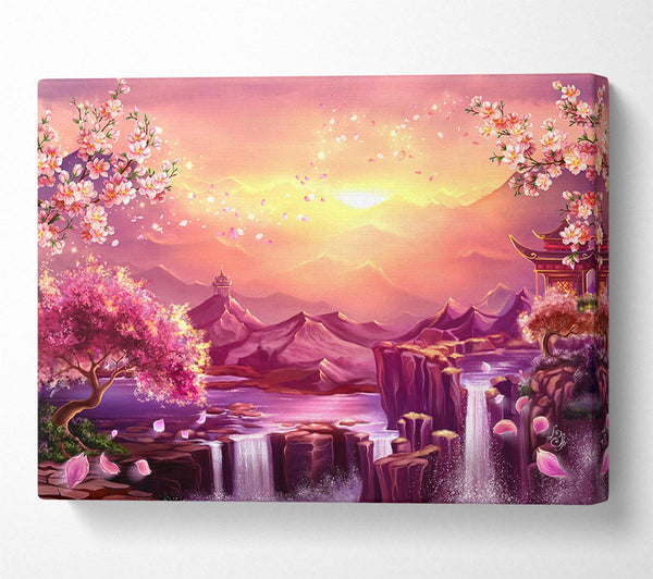  A Canvas Print of Beautiful Pink Blossom Waterfall Canvas Art