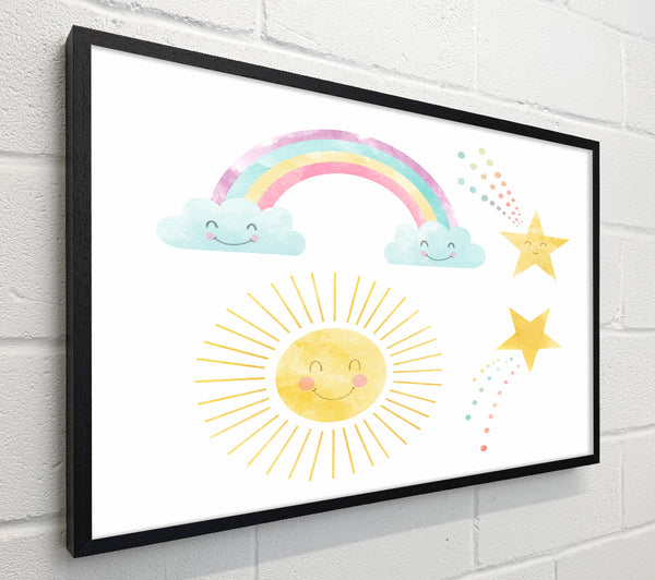 Happy Rainbow And Clouds