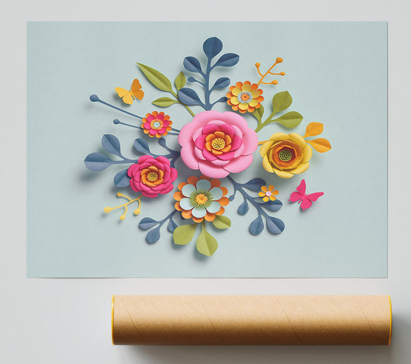 Three Dimensional Flowers Print