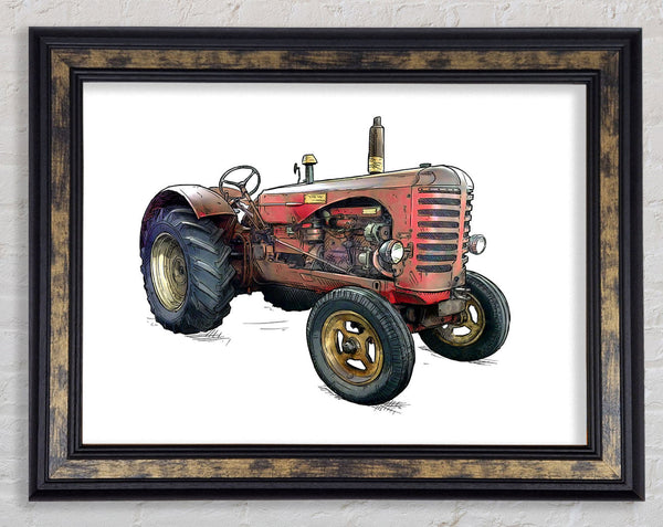 The Old Red Tractor Framed Print
