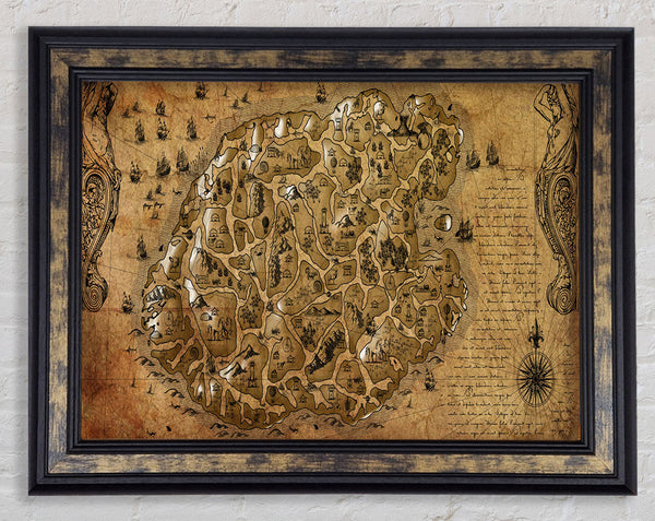 The Old Sepia Map Framed Print