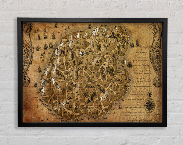 The Old Sepia Map Framed Print