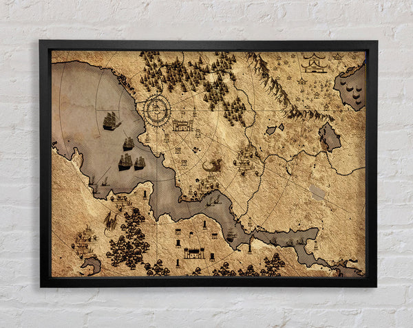 The Sepia Map Framed Print