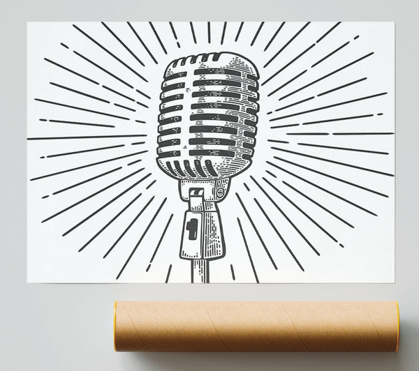 Retro Microphone Giclee Print