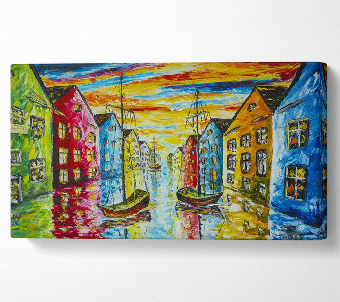  A Canvas Print of The Sea Village Painted Canvas Art