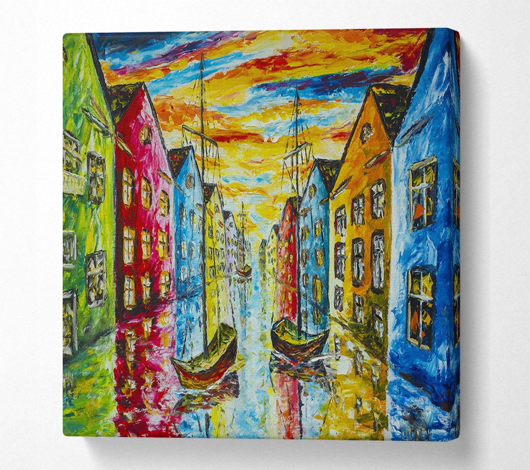  A Canvas Print of The Sea Village Painted Canvas Art