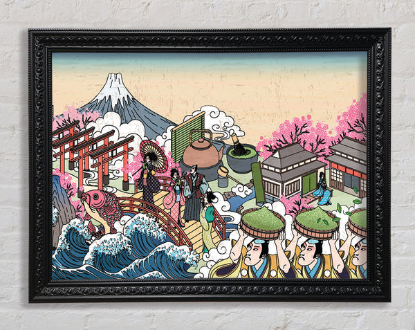 Japanese Collage Art Framed Print
