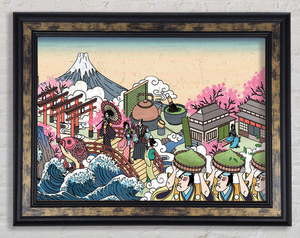 Japanese Collage Art Framed Print