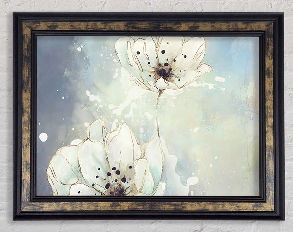 White Flowers In Abstract Framed Print
