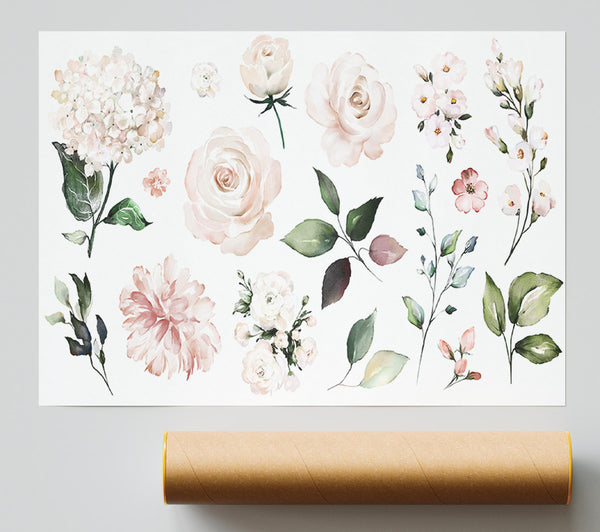 Montage Of Pink Flowers Poster