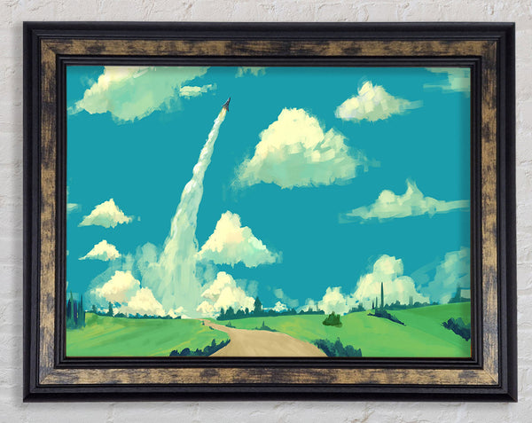 Jetting Off In The Sky Framed Print