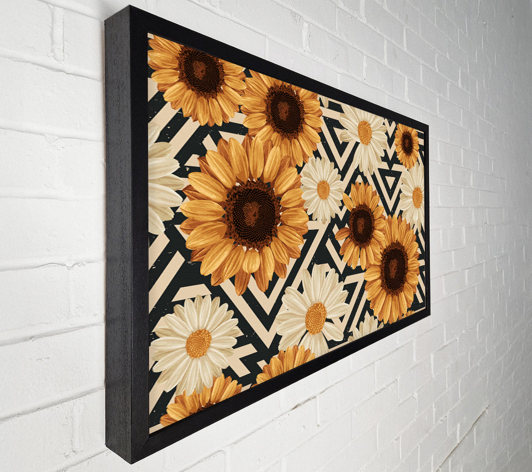  A Canvas Print of Summer Flowers On Abstract Canvas Art