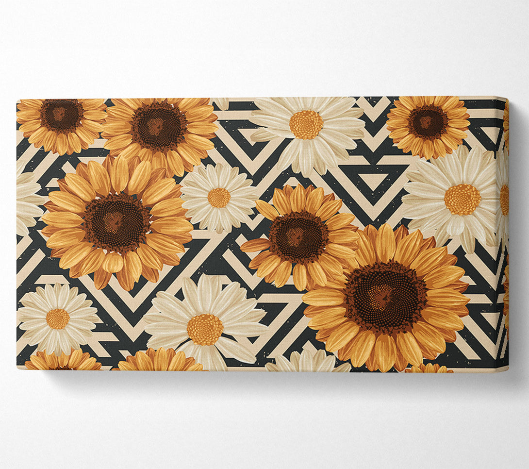  A Canvas Print of Summer Flowers On Abstract Canvas Art