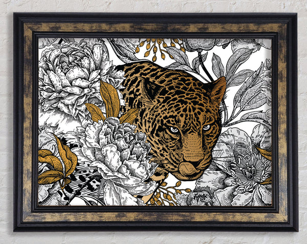 Stunning Leopard Flowers Framed Print