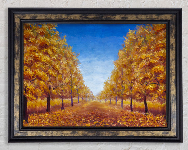 The Road Through The Orange Forest Framed Print