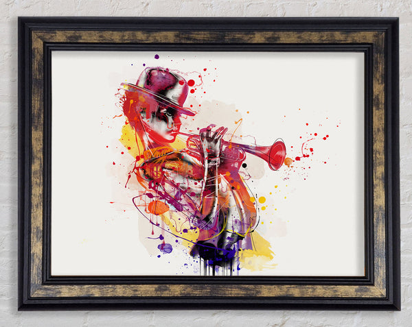 Playing The Horn Framed Print