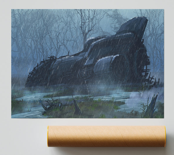 Spaceship In The Rain Giclee Print