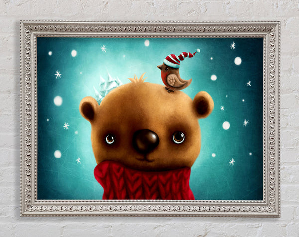 Little Bear And Robin Framed Print