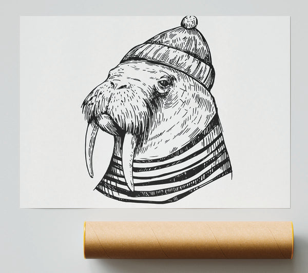 Hipster Walrus Print