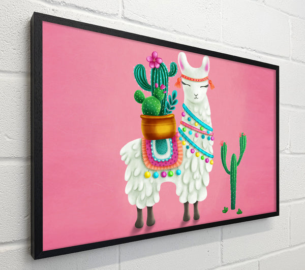 Llama Carrying Cactus