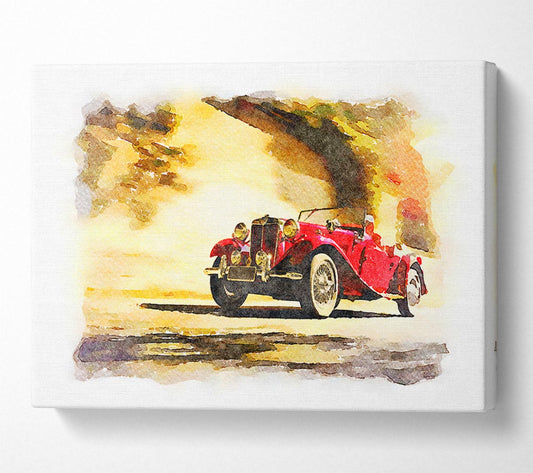 Vintage Car On The Beach Canvas Wall Art