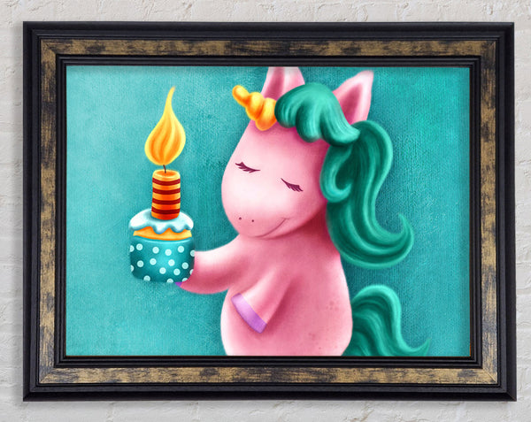 Birthday Cake Unicorn Framed Print