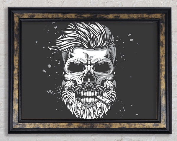 Cigar Smoking Skull Framed Print